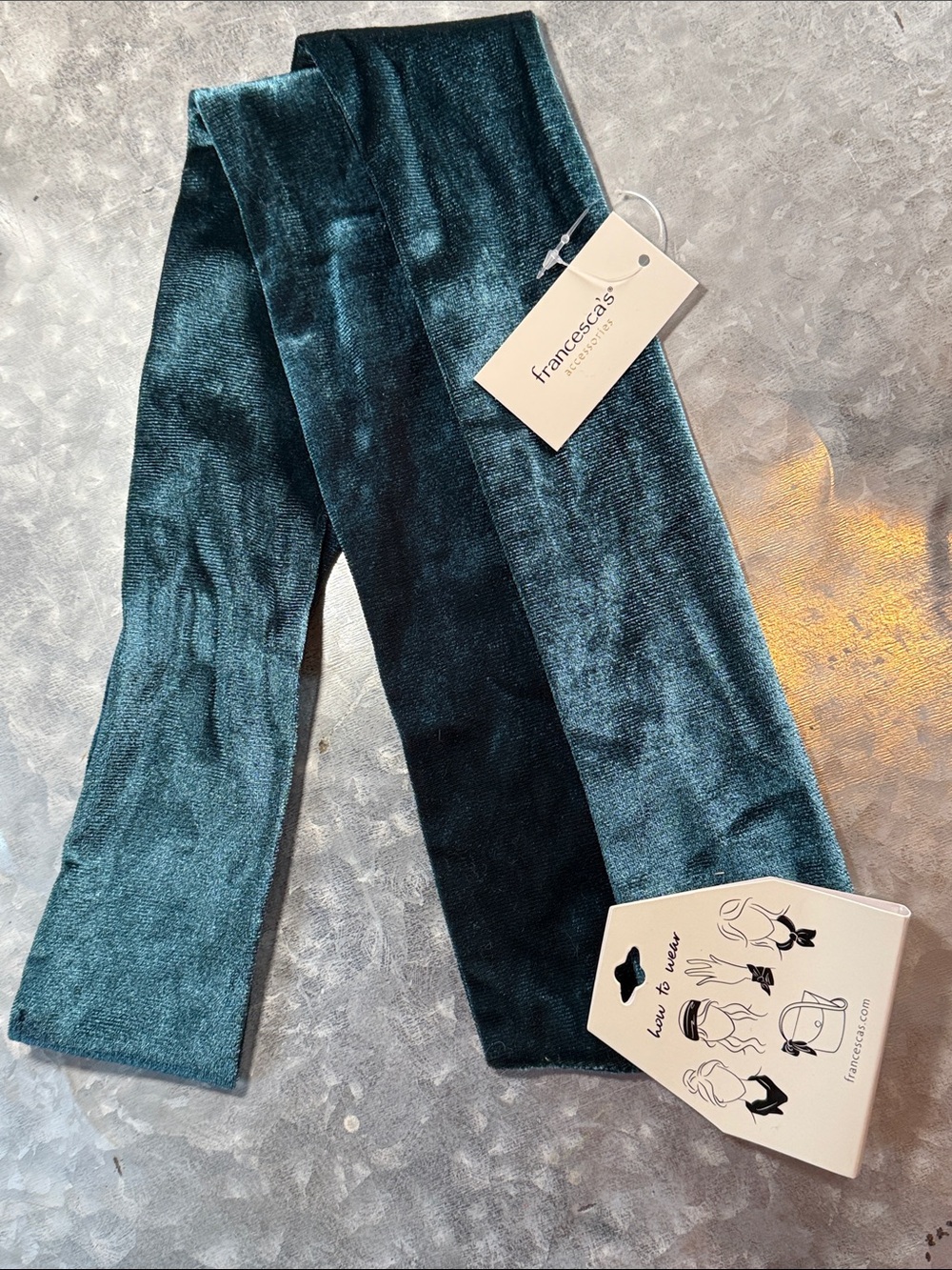 Francesca's Collections Teal Velvet Scarf